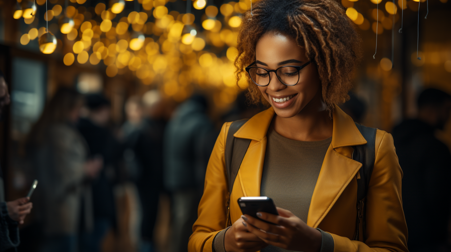 Image of a woman watching a marketing video