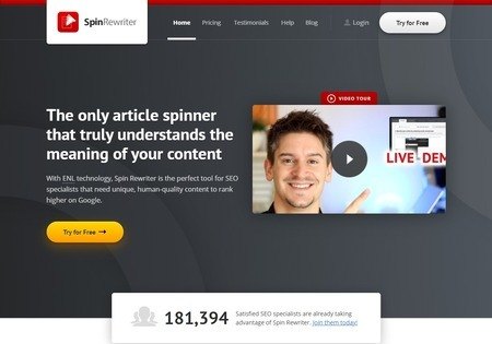 Image of Spin Rewriter's homepage